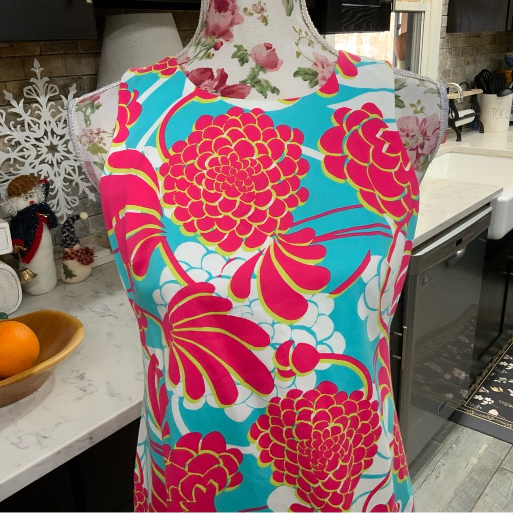 London Times Shift Dress Size 2 Preppy Floral Pink Blue Sleeveless Lightweight - Picture 2 of 12